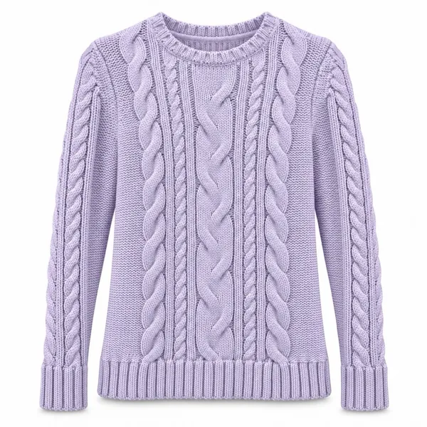 LL Bean Lilac Purple Double L Mixed Cable Crew Neck Pullover Cotton Sweater XS - Image 11