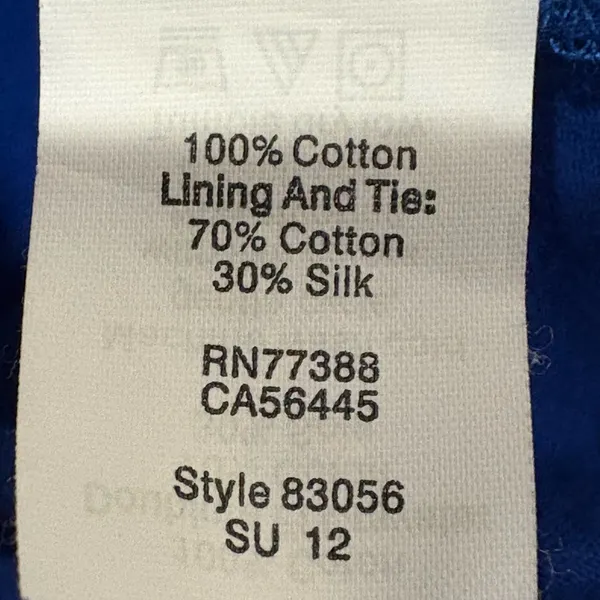 J. Crew Royal Blue 3/4 sleeve cotton eyelet top women’s L - Image 6