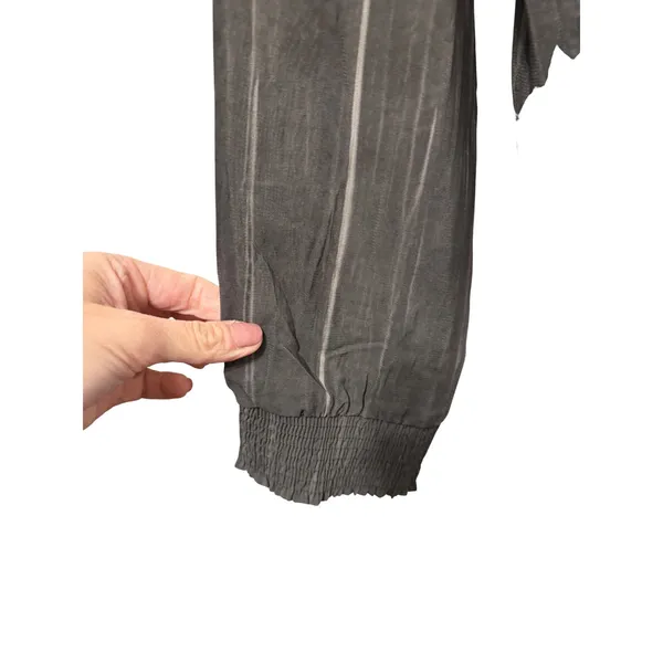 Mystree Gray Vertical Stripe Bomber‎ Jacket Lightweight Quarter Zip Women's L - Image 4