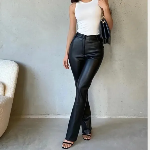Meshki NWT Tyra Straight Leg Faux Leather Pants‎ in Black Size XS - Image 3