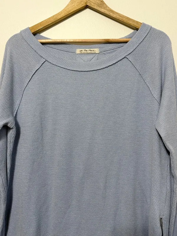 Free People We The Free Snowy Thermal Top Size Large in Baby Blue - Image 4