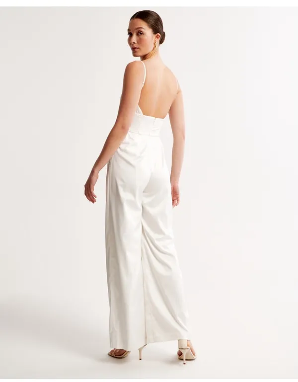 Abercrombie White Satin Jumpsuit - Image 5