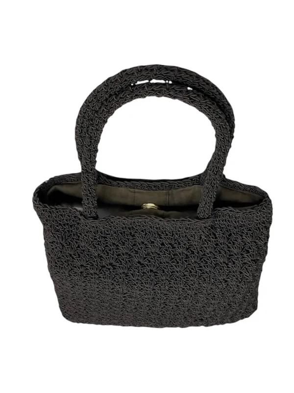 Express Paris 𖣴 Top Handle Woven Crochet Mini Handbag Bag 𖤗 Espresso Brown 𖤗 - Image 5