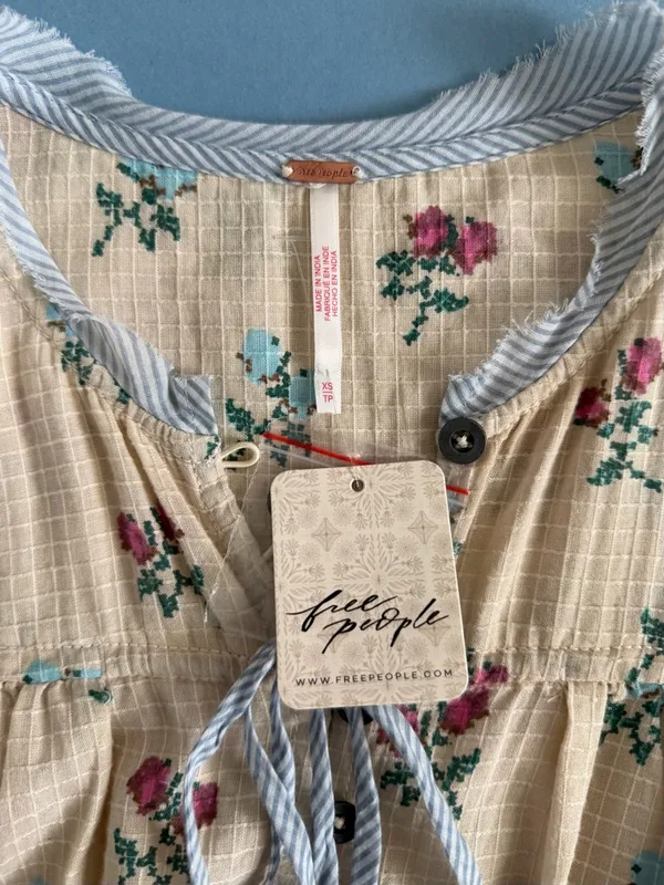 NWT Free People Sundown Ivory‎ Combo Ditsy Floral Cottagecore Boho Tunic Dress - Image 9