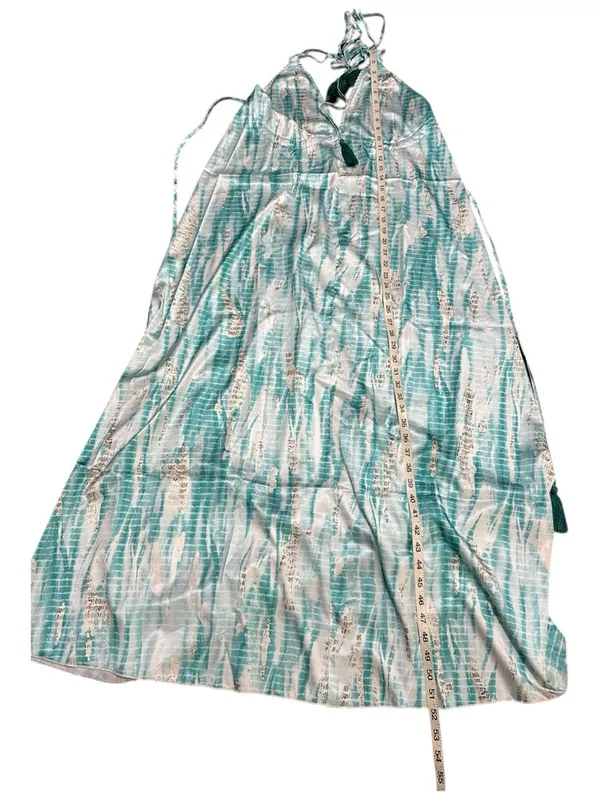 Seafoam Halter Maxi Dress - Flowing Aqua & White Print - Image 11