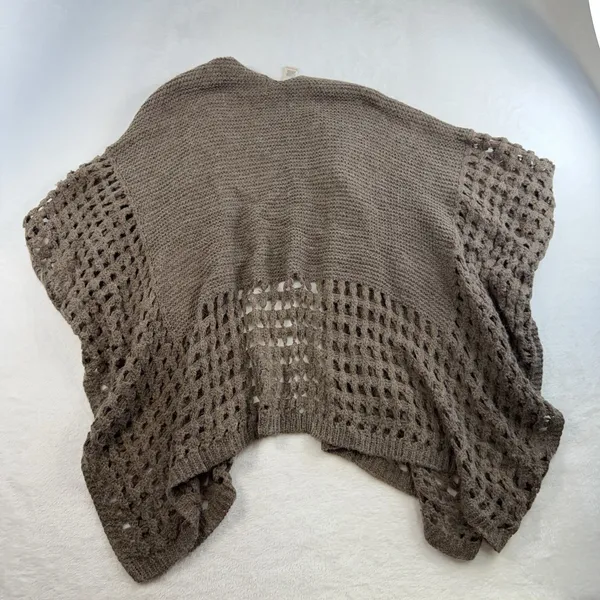 Soft‎ Surroundings OS Sweater Cardigan Knit Shawl Wrap Poncho Boho Brown Cozy - Image 6
