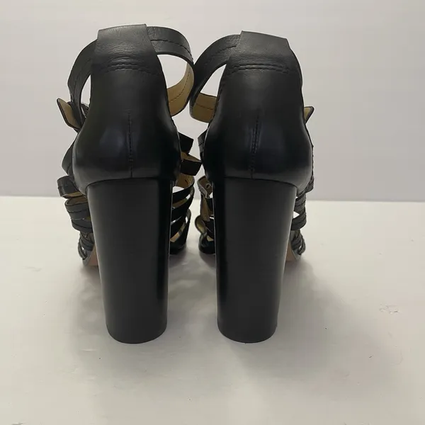 Coach Ginny‎ Gladiator Black Leather Heels Sandals Womens 9.5 B Strappy Studded - Image 4