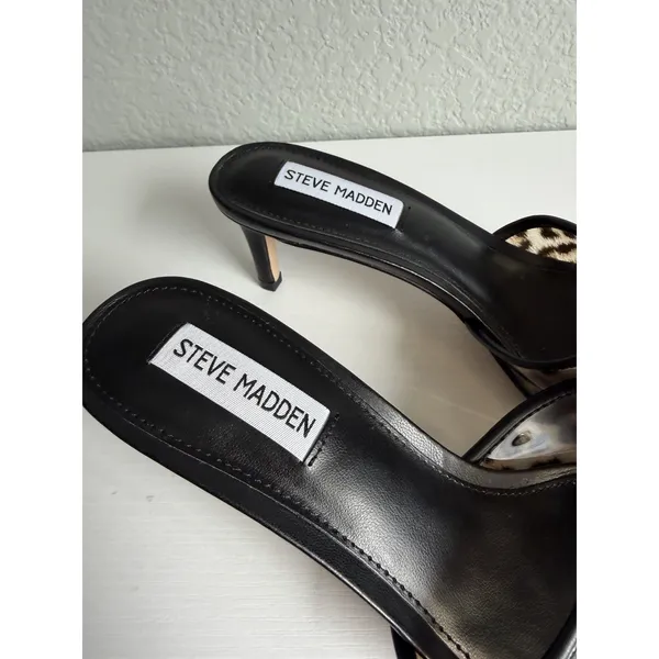 Steve Madden Palomah Leopard Clear Strap Mule Heels Women's 8 New NWOB - Image 2