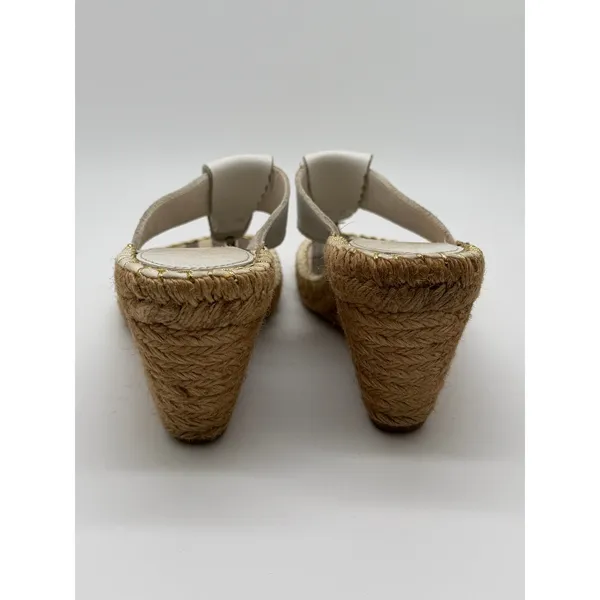 Burberry Wedge Sandals Womens 39 White Nova Check Espadrille Thong Leather - Image 7
