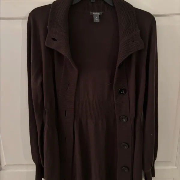 Kenneth Cole Reaction Sweater Dress‎ Size S brown Long Sleeve Wool Blend Preppy - Image 5