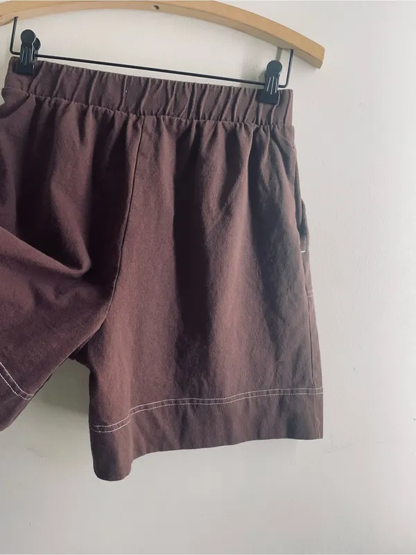 Free People FP Beach Strada Pull On Shorts Brown Cotton Contrast Stitch S - Image 8