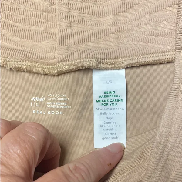 Aerie Ribbed Cheeky Bikini Bottom in Tan - Image 2