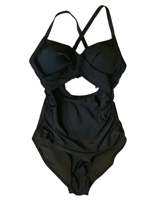 Eomenie Size Medium Black One Piece Tummy Control Cutout High Waisted Swimsuit. - Image 6