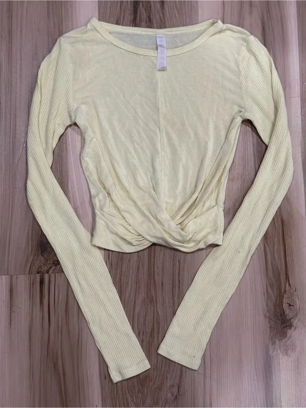 Alo Yoga Yellow Twist Front Long Sleeve Top Women’s XS - Image 2