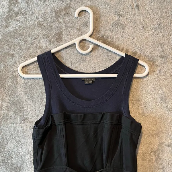 Theory Black Wakely Sleeveless Dress Pockets A‎ Line Belted Knit Women’s Size 10 - Image 2