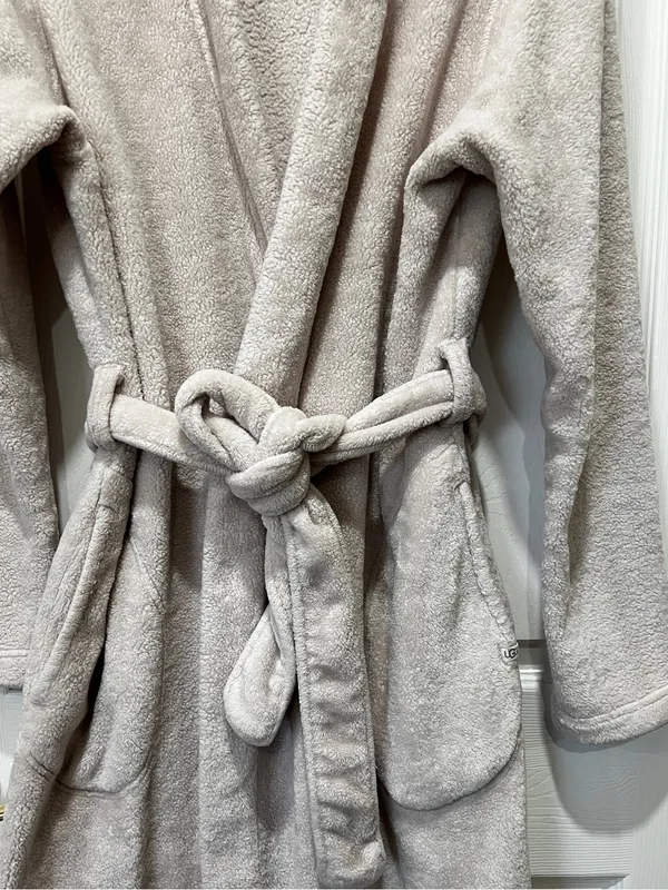 UGG Marlow Robe Moonbeam Oatmeal Size Large Long Length Plush Fleece Comfy - Image 6
