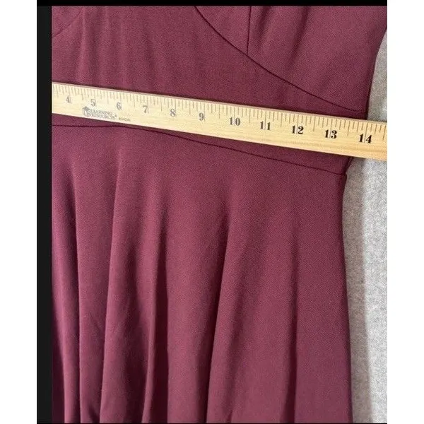 Altar’d State Dress Sz Medium Burgundy Scalloped Neckline Preppy Party Career - Image 6