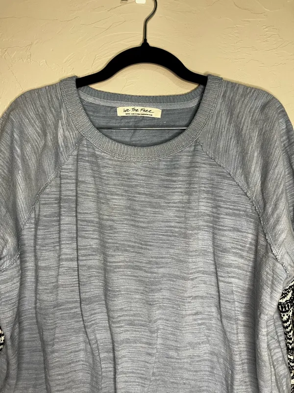 We the Free Jordan Knit Blue Colorblock‎ Boho Sweater - Image 4