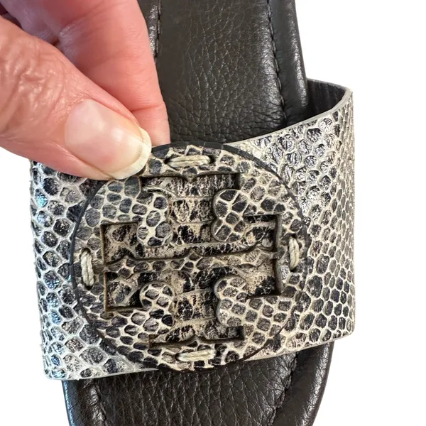 Tory Burch Robinson Snake Embossed Wedge Slides Sandals Sz‎ 7.5 Dust Bag - Image 12