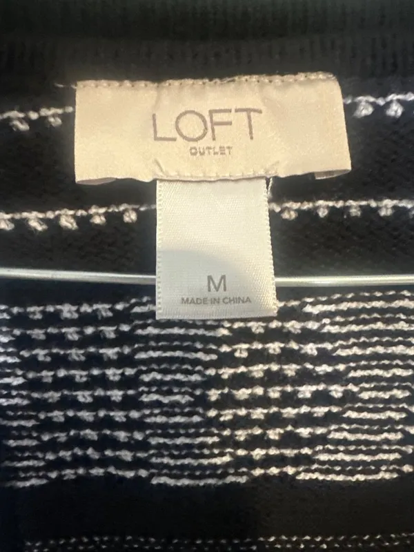 LOFT Outlet Cardigan Sweater Boho Textured Stripe Women's M Festival Cozy Fall - Image 2