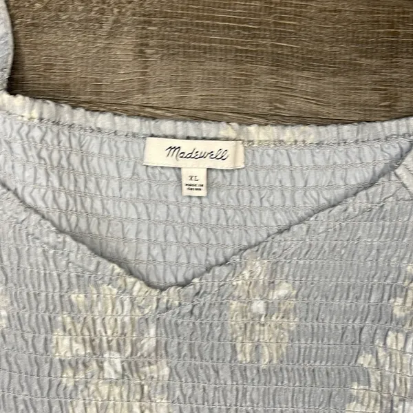 Madewell Silk Lucie Smocked‎ Mini Dress in Moody Blooms Size XL Women's - Image 4