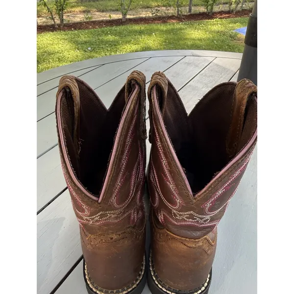 Justin Boots Gypsy Women’s Western Cowgirl Boots Brown Pink Stitching L9903 Size 7B - Image 10