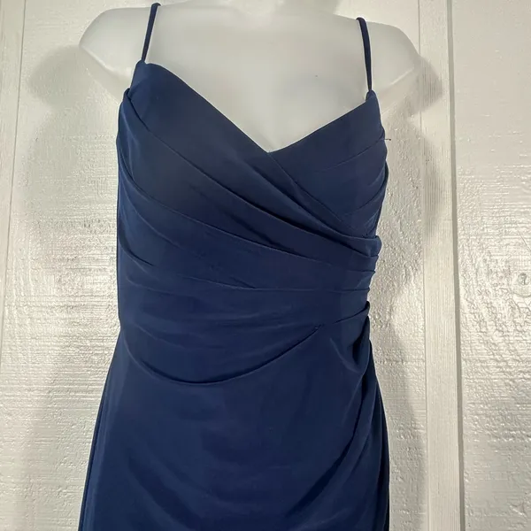 LA FEMME Navy Ruched Jersey Trumpet Gown Dress SIZE 6 NWT - Image 6