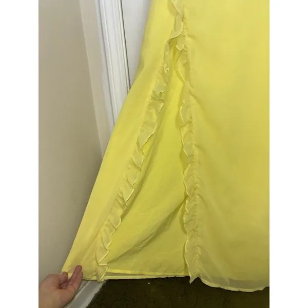 Beginning Boutique Yellow Bias Cut Ruffle Maxi Dress 6 Bridesmaid Prom - Image 5
