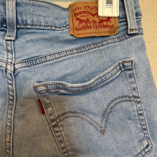 Levi's Light Blue Distressed Jean Shorts - Image 3