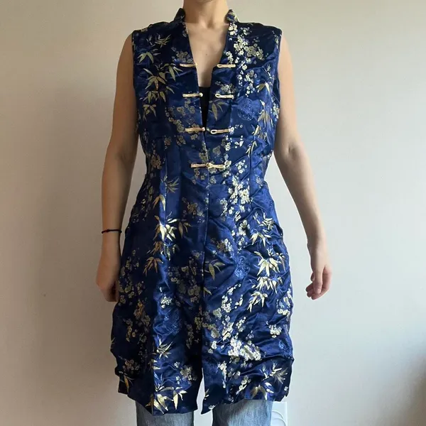 Blue Satin Vest Size M - Image 2