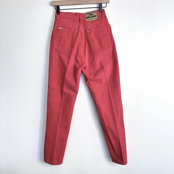 Vintage 90s JORDACHE 100% Cotton Red High Rise Jeans Sz 7/8 23” XS Butter mom - Image 4