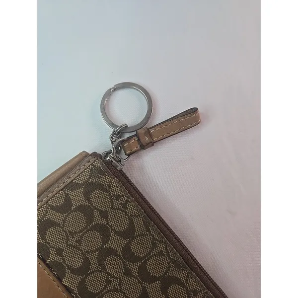 Coach ID Card Case Zip Coin Purse Keychain Signature Sable Brown - Vintage - Image 4