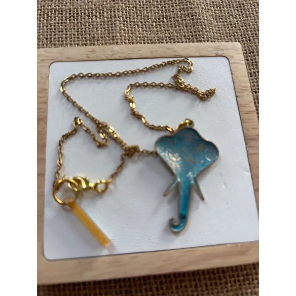 Elephant Pendant Gold Chain Necklace With Enamel Detailing & ShopRWS Tag - Image 2