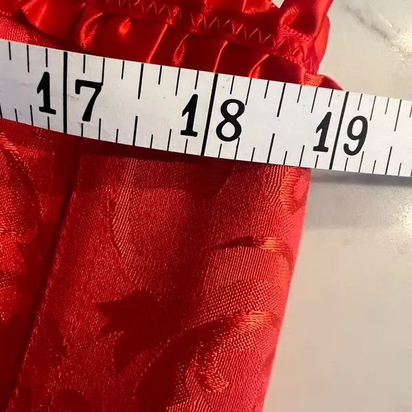 Red Satin Corset with Matching Thong New Lace Up Zip Floral Bustier Bodice XL - Image 4