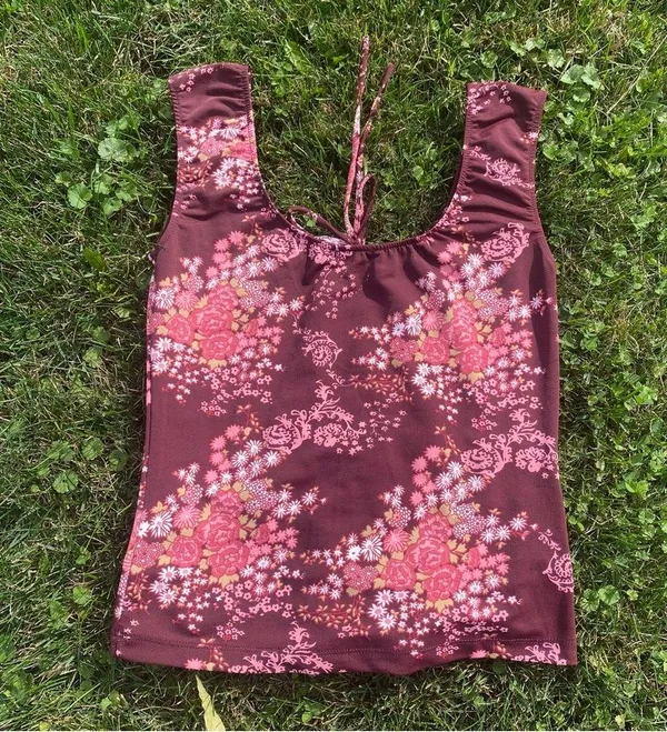 Vintage Cropped Floral 90s Top - Image 3
