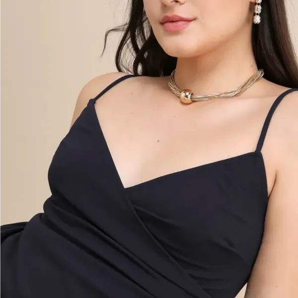 Lulu's Elegant Navy Wrap Maxi Dress - Image 5
