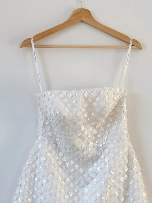 NEW Dessy Collection Women’s Imitation Pearl Sequin Mesh Strapless Minidress - Image 6