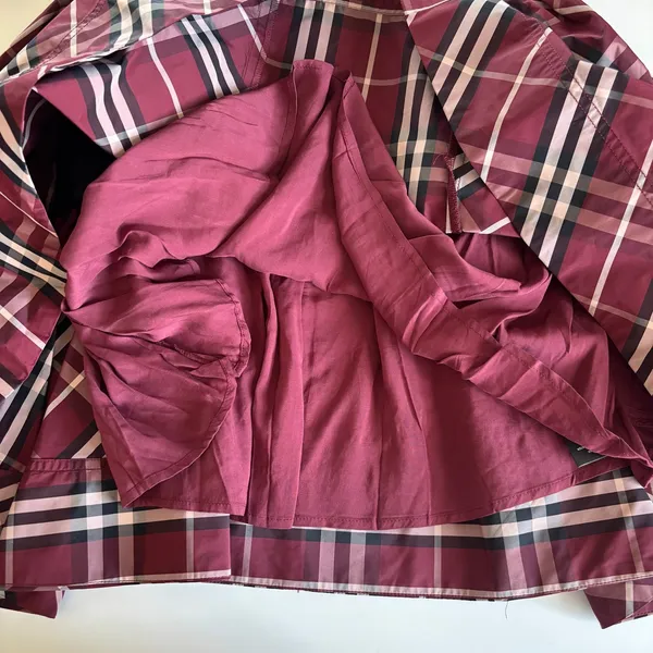 Anthropologie Maeve Burgundy Tartan Plaid Puff Sleeve Mini Dress Women’s Small - Image 8