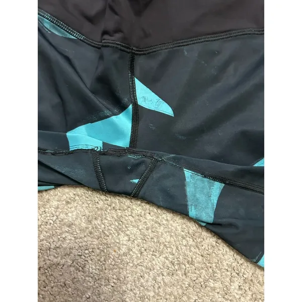 Lululemon Run Top Speed Crop Leggings Sz 8 Peacock Blue Black‎ Pocket Luxtreme - Image 9