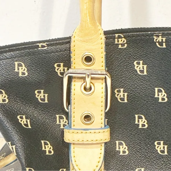Dooney & Bourke Signature Satchel Black Tan Leather Purse 2000s VINTAGE - Image 3