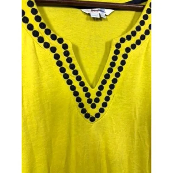 Boden Estelle Dress US 2‎ Yellow Linen Blend Drawstring Waist Embroidered Neck - Image 6