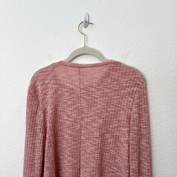 [Free People] Blush Pink Ribbed Knit Aura Layering Long Sleeve Top Crew Neck XL - Image 5