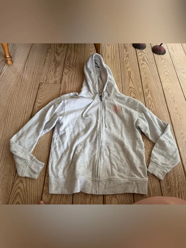 Vans Light Grey Full-Zip Hoodie Size S - Image 4