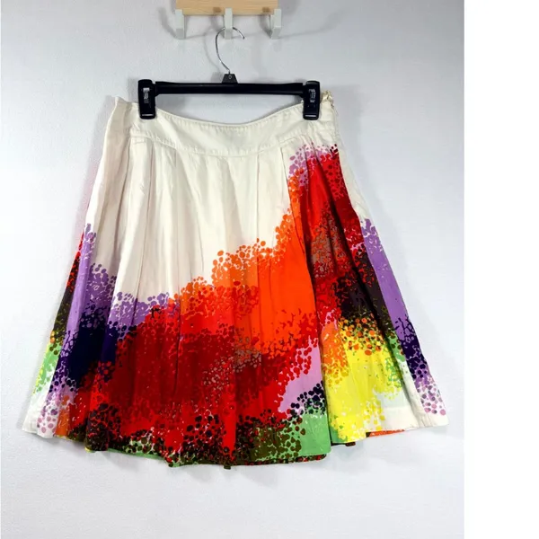 Cordelia Women’s Size 6 Multicolor‎ Abstract Print Pleated Cotton Skirt - Image 9