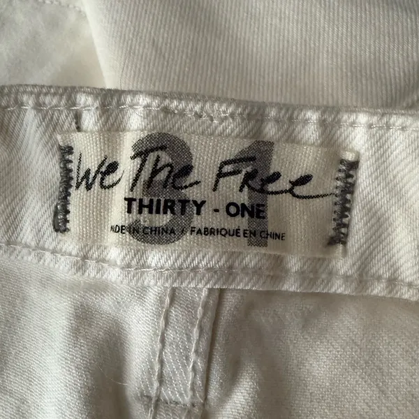 We The Free Skirt 31 White Distressed Denim Button Fly Pockets Free‎ People - Image 5