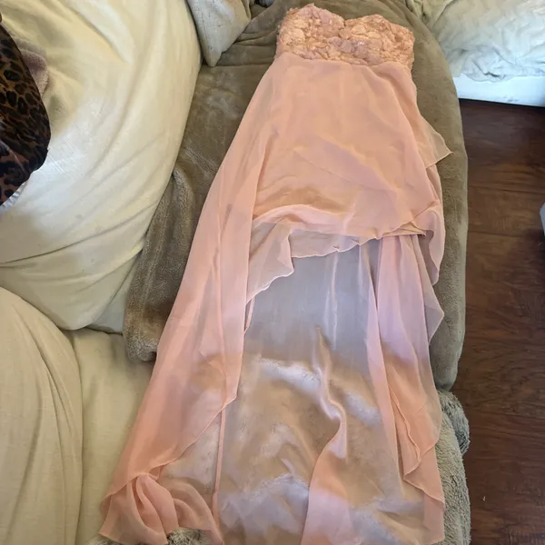 Foreign Exchange Vintage baby Pink sequins fairy chiffon layered strapless dress - Image 2