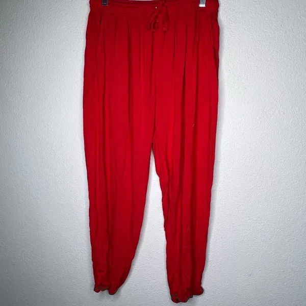 Drawstring Red Christmas Pajama Pants‎ Red Size M - Image 5