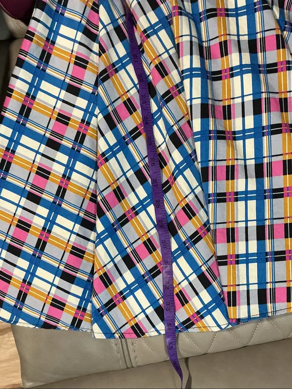 Closet Multicolor Plaid Midi Dress with Blue Belt - Image 9