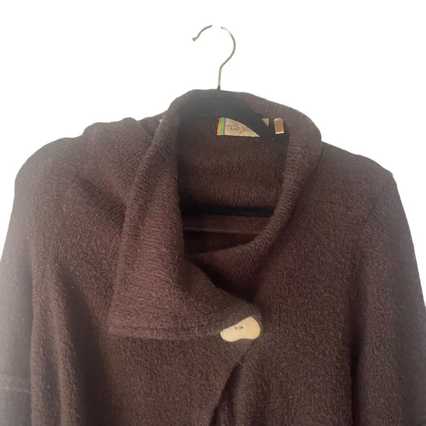 True Grit Women's Size Large Brown Chunky Button Hippie‎ Knit Sweater - Image 2