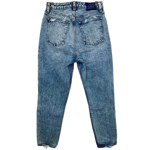 Abercrombie & Fitch Curve Love Mom High Rise Blue Denim Distressed Jeans Sz 27 4 - Image 2